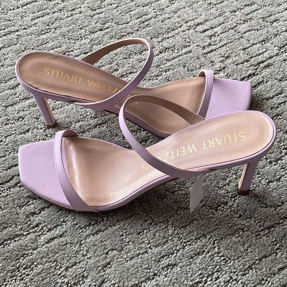 Stuart Weitzman Aleena sandal / reflective vinyl / light purple / size 7.5 / nwt - Picture 2 of 10